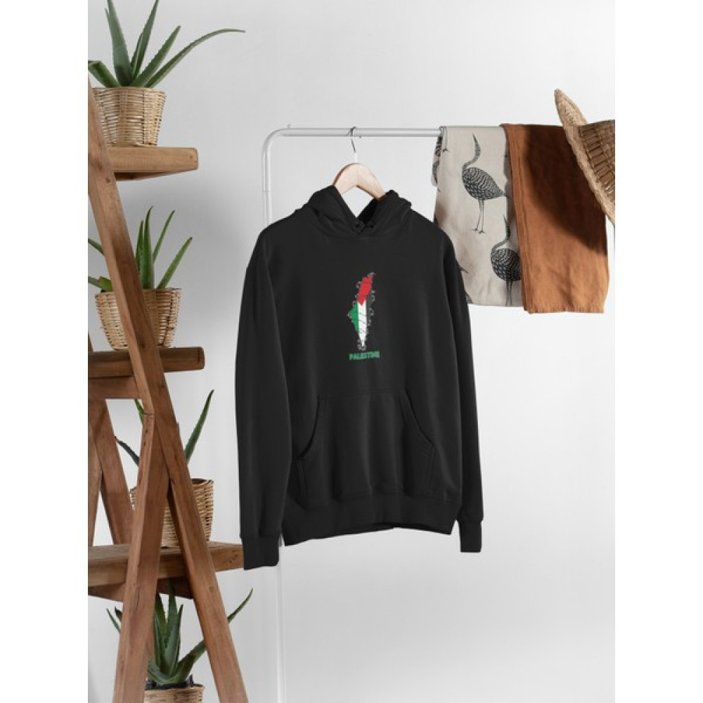Yakışır Free Palestine Baskılı Kapüşonlu Kanguru Cepli Oversize Sweatshirt Bayan Sweatshirt Fiyatı