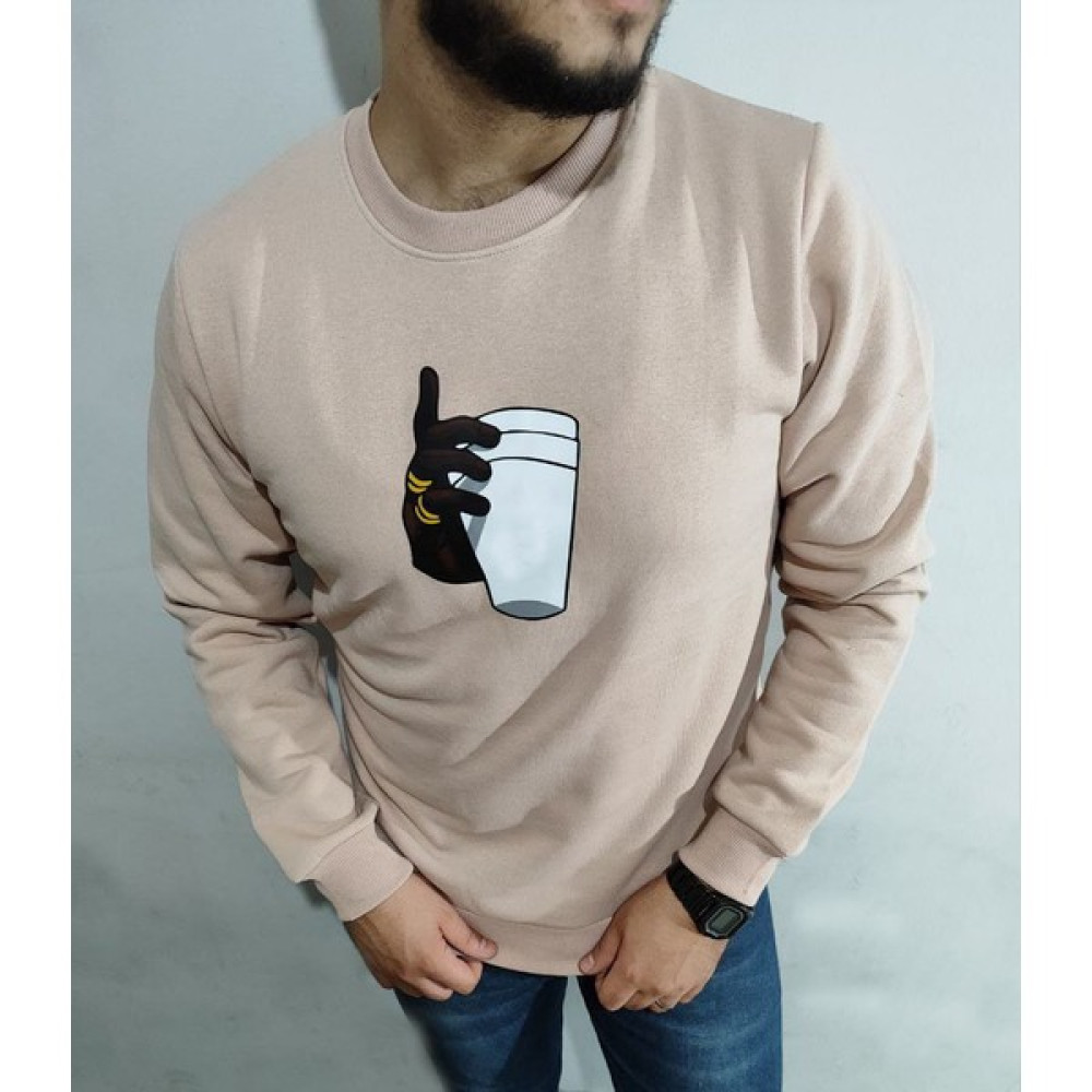 Yakışır Üç Iplik Baskılı Şardonlu O Yaka Erkek Sweatshirt Erkek Sweatshirt Fiyatı
