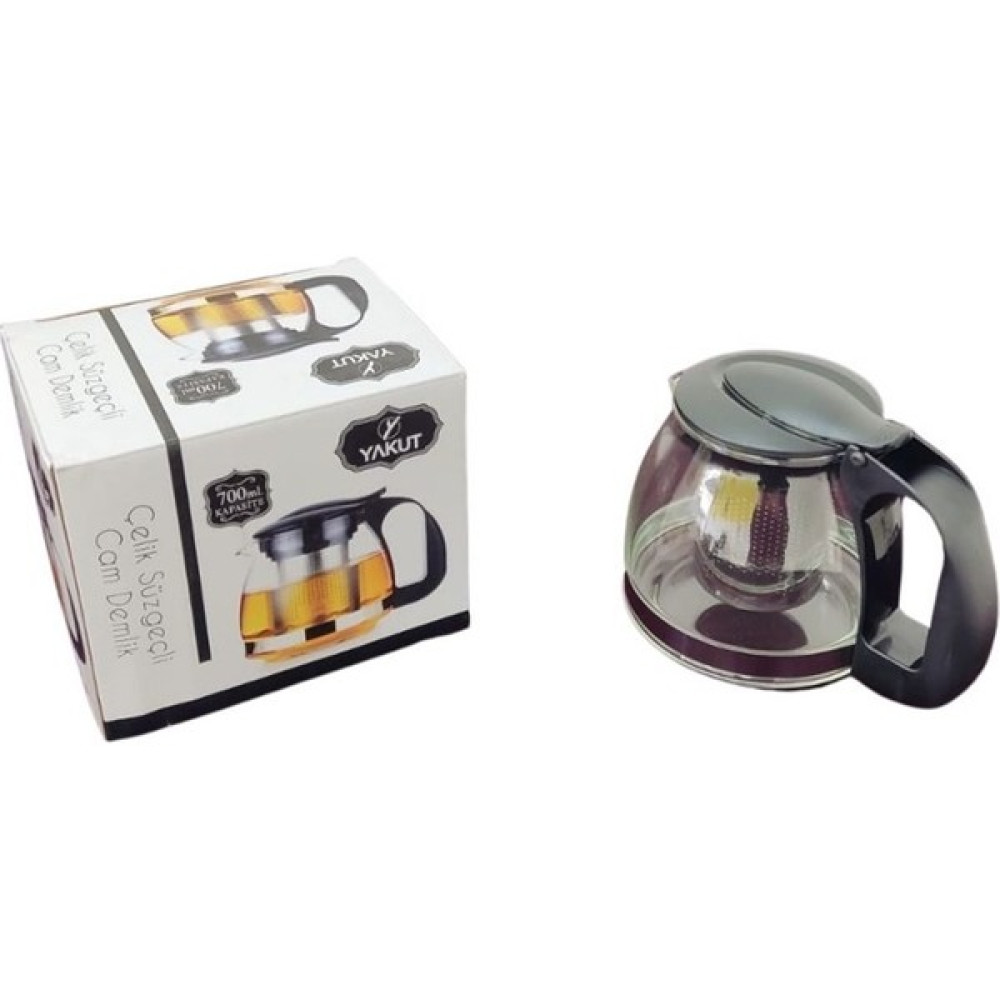 Yakut 700 ml Çelik Süzgeçli Cam Demlik Çay / Çaydanlık Setleri Fiyatı