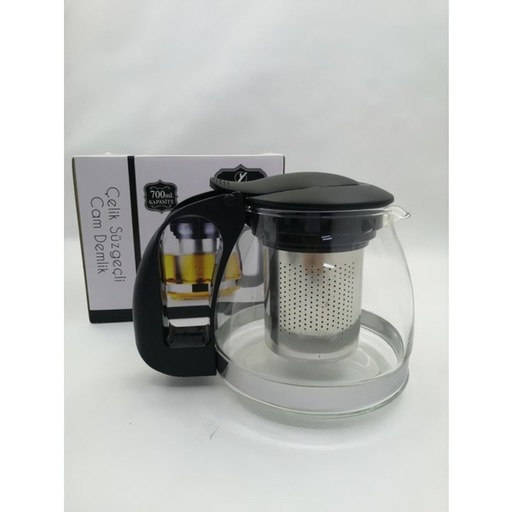Yakut 700 Ml Çelik Süzgeçli Cam Demlik-Siyah Oto Boyaları Fiyatı
