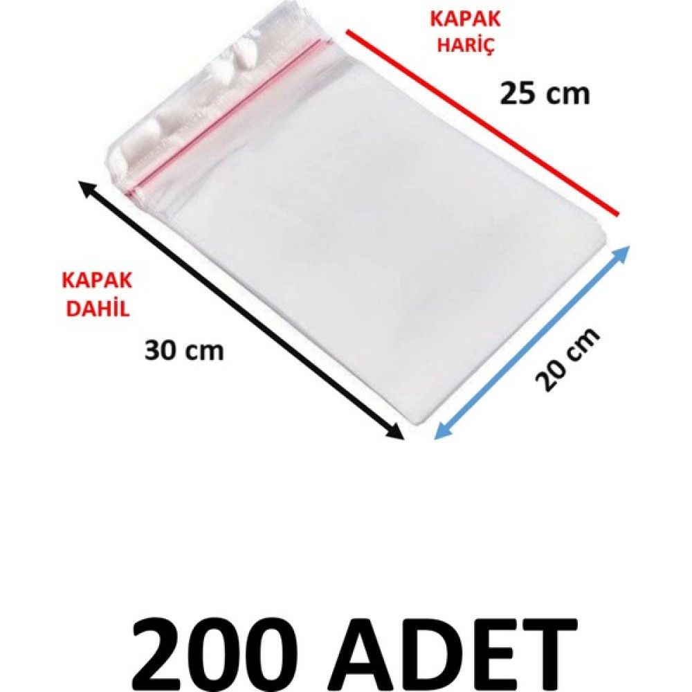 Yakutsan 200 Adet Şeffaf Yapışkanlı Poşet - Opp Kendinden Yapışkanlı Parlak Poşet 20X30 cm Buzdolabı Poşeti Fiyatı