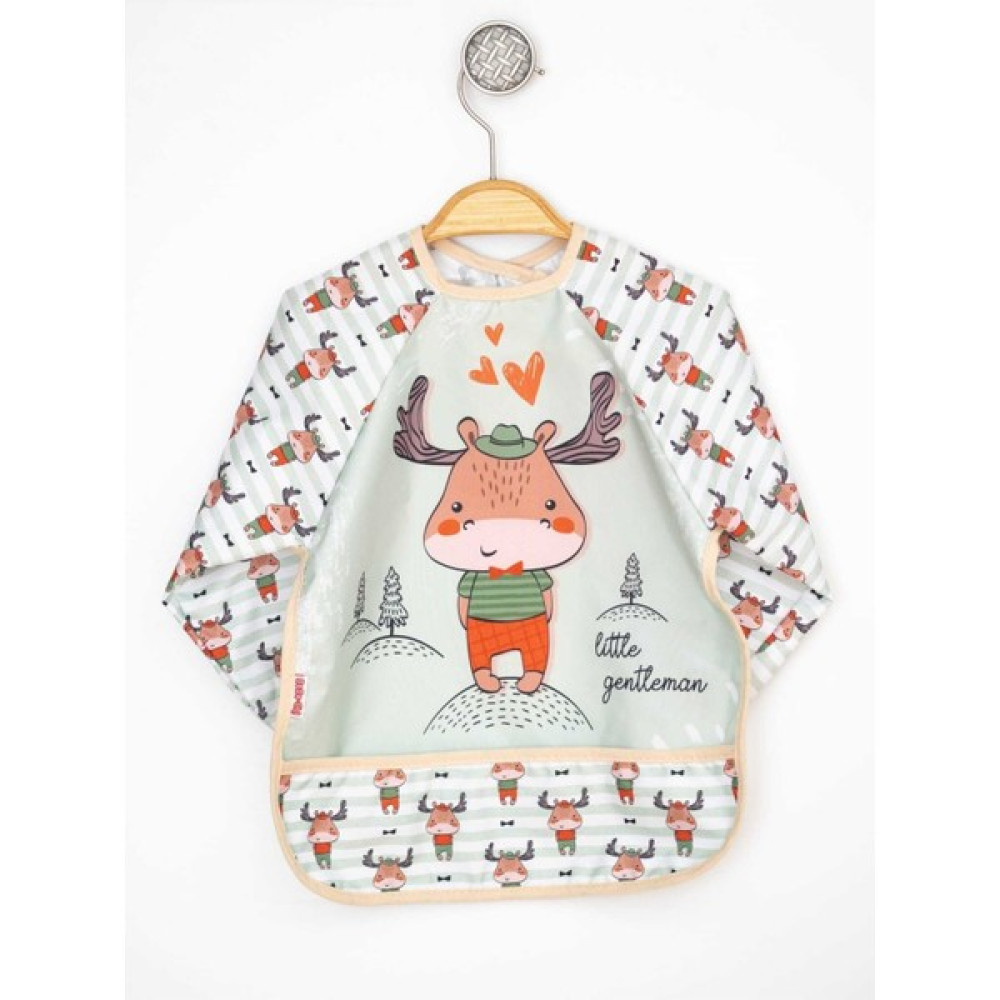 Yalın Bebek Giyim Geyik Desen Cepli Microfiber Alezli Sıvı Geçirmez Mama ve Etkinlik Önlüğü Uzun Kollu Önlük - Standart - Renkli Mama Önlüğü Fiyatı