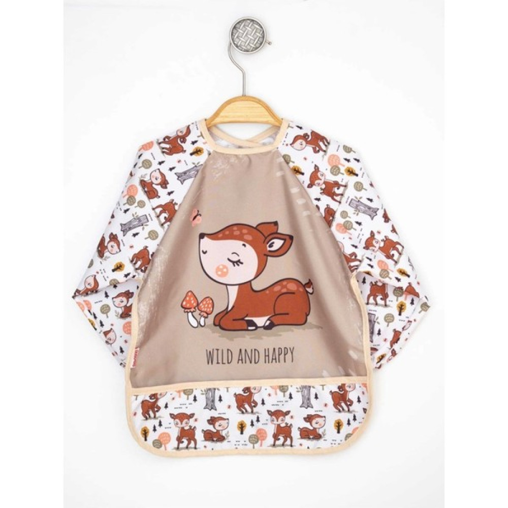 Yalın Bebek Giyim Karaca Desen Cepli Microfiber Alezli Sıvı Geçirmez Mama ve Etkinlik Önlüğü Uzun Kollu Önlük - Standart - Renkli Mama Önlüğü Fiyatı