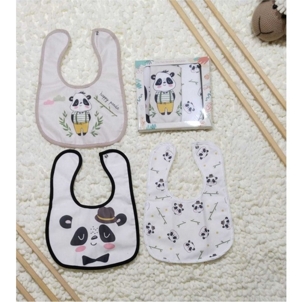 Yalın Bebek Giyim Panda Sıvı Geçirmez Bebek Mama Önlüğü - Standart - Renkli Mama Önlüğü Fiyatı
