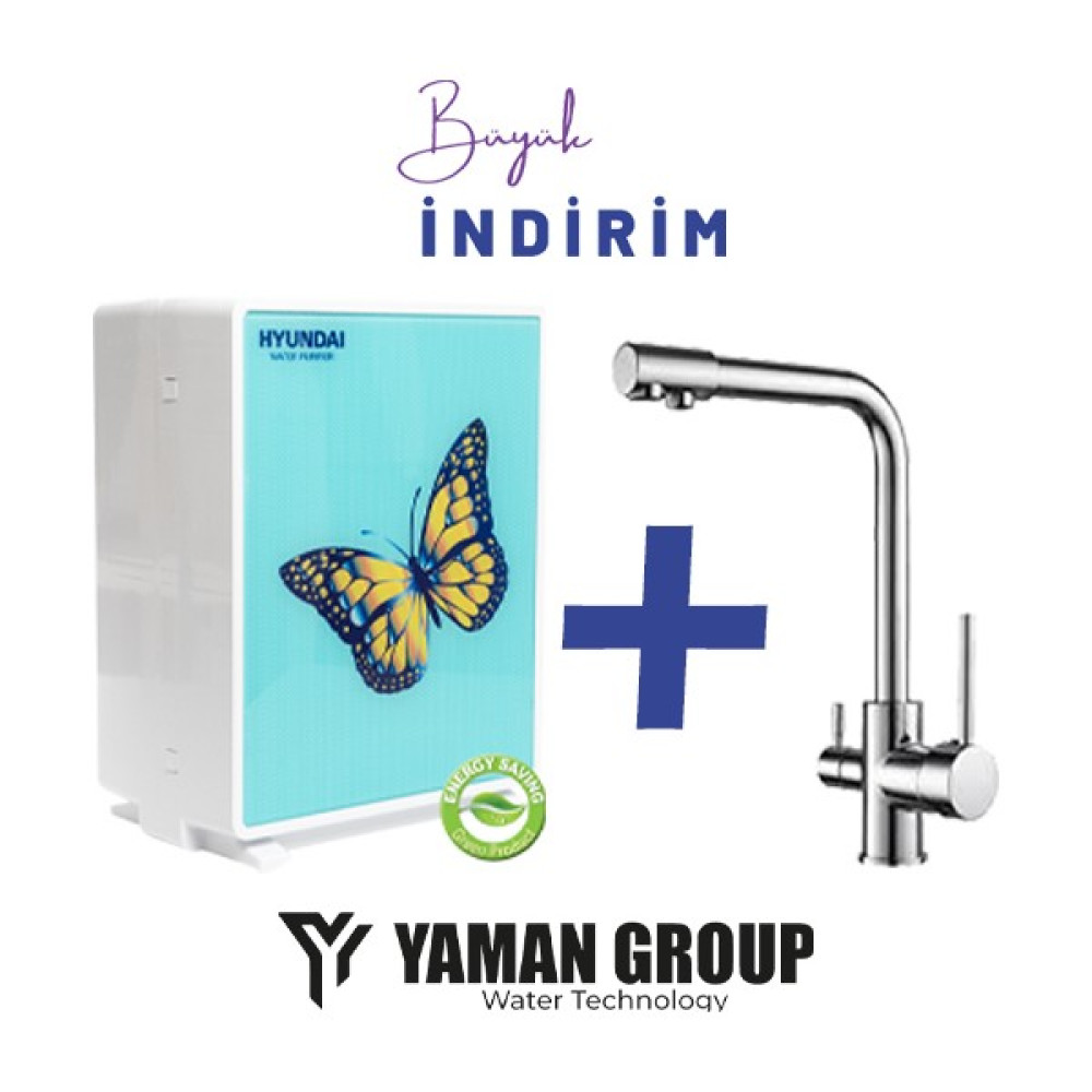 Yaman Group Süper Kampanya! Hyundai HW-100 Up Su Arıtma Cihazı + Su Arıtma Cihazı Için 3 Yollu Bataryalı Musluk Bahçe Makinesi Fiyatı