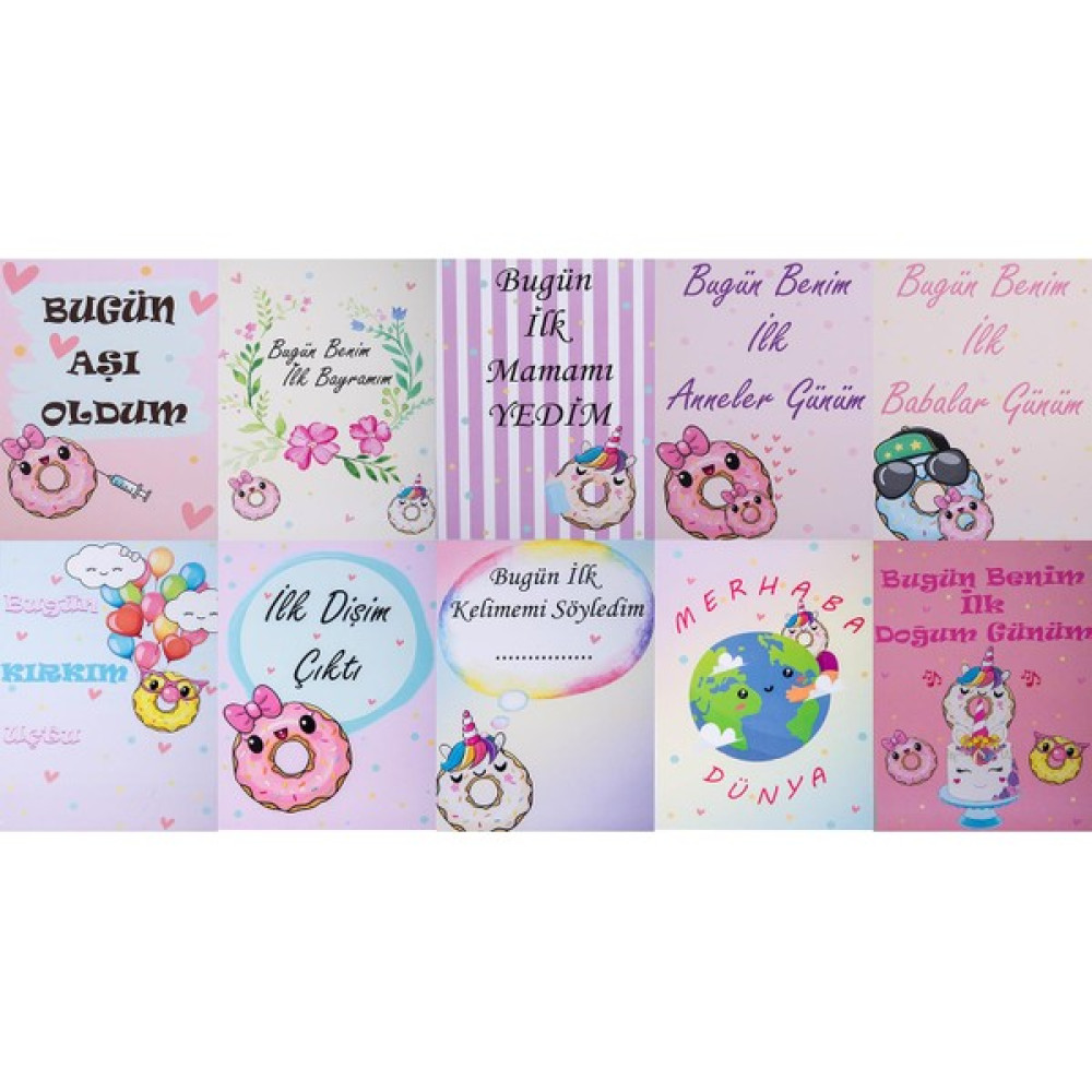 Yami Mia Donut's Kız Bebek Anı Kartları - Pembe - Standart Anne, Bebek Fiyatı