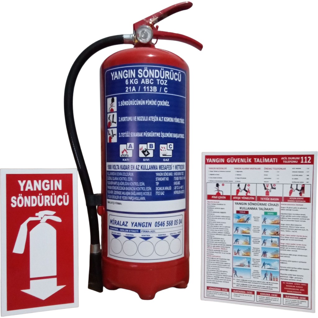 Yangın Söndürücü Tüpü 6 kg - levhalı askı aparatlı talimatlı Salon Halısı Fiyatı
