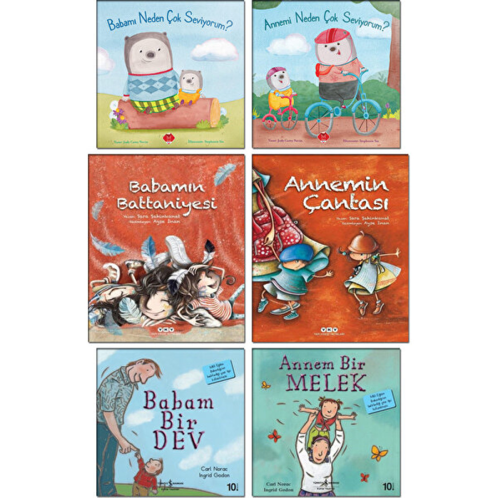 Yapı Kredi Yayınları - Annem Bir Melek + Babam Bir Dev / Carl Norac + Annemi Neden Çok Seviyorum? + Babamı Neden Çok Seviyorum? + Annemin Çantası +... Çocuk Masal Fiyatı
