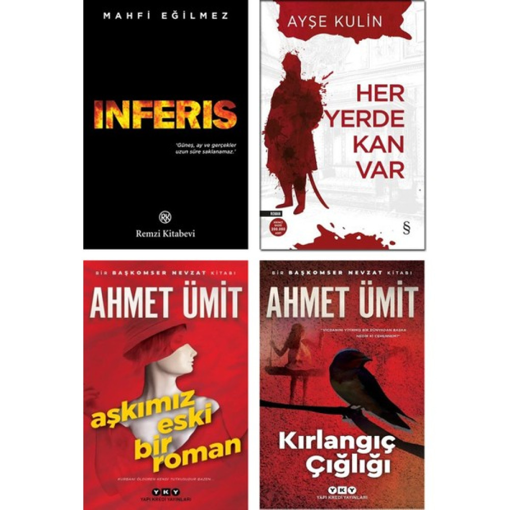 Yapı Kredi Yayınları Inferis / Mahfi Eğilmez + Her Yerde Kan Var / Ayşe Kulin + Aşkımız Eski Bir Roman + Kırlangıç Çığlığı / Ahmet Ümit – 4 Kitap Set Polisiye Fiyatı