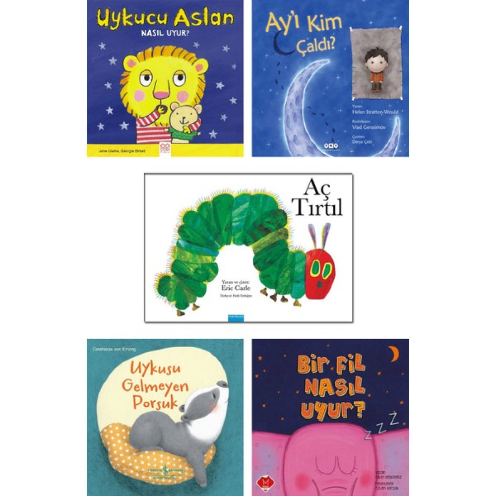 Yapı Kredi Yayınları – Uykucu Aslan + Ay’ı Kim Çaldı + Aç Tırtıl + Uykusu Gelmeyen Porsuk + Bir Fil Nasıl Uyur? / 5li Çocuk Kitap Seti Okul Öncesi Eğitici & Öğretici Kitaplar Fiyatı