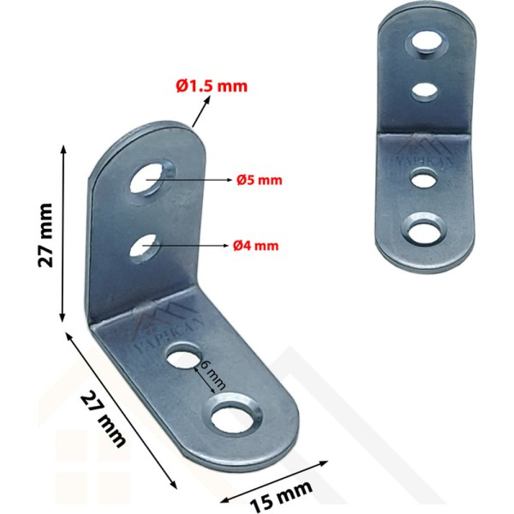 Yapıkan 25 Adet L Demir Gönye Köşebent 15 x 27 x 27 M - Mobilya Dolap Raf Masa Kitaplık Çekmece Sabitleme Köşe Birleştirme Aparatı - 15x27x27mm Nalburiye & Hırdavat Fiyatı