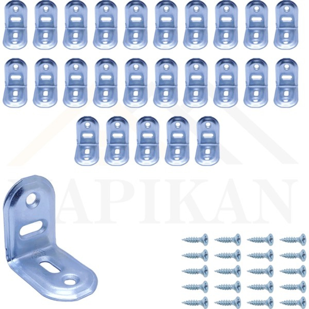 Yapıkan 25 Adet L Demir Gönye Köşebent 22x30x30mm - Mobilya Dolap Köşe Bağlantı Birleştirme Sabitleme Aparatı Nalburiye & Hırdavat Fiyatı