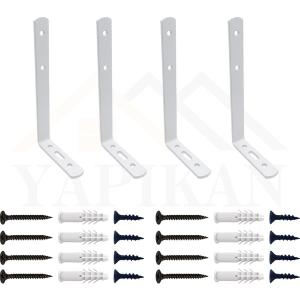 Yapıkan 4 adet Beyaz Modern Çelik Raf Altı Ayak 6 x 11.5 cm - Raf Tutucu Duvar Montaj Askı Ayağı - Raf Destek Aparatı - Metal Raf Altı L Demiri Kon... Nalburiye & Hırdavat Fiyatı
