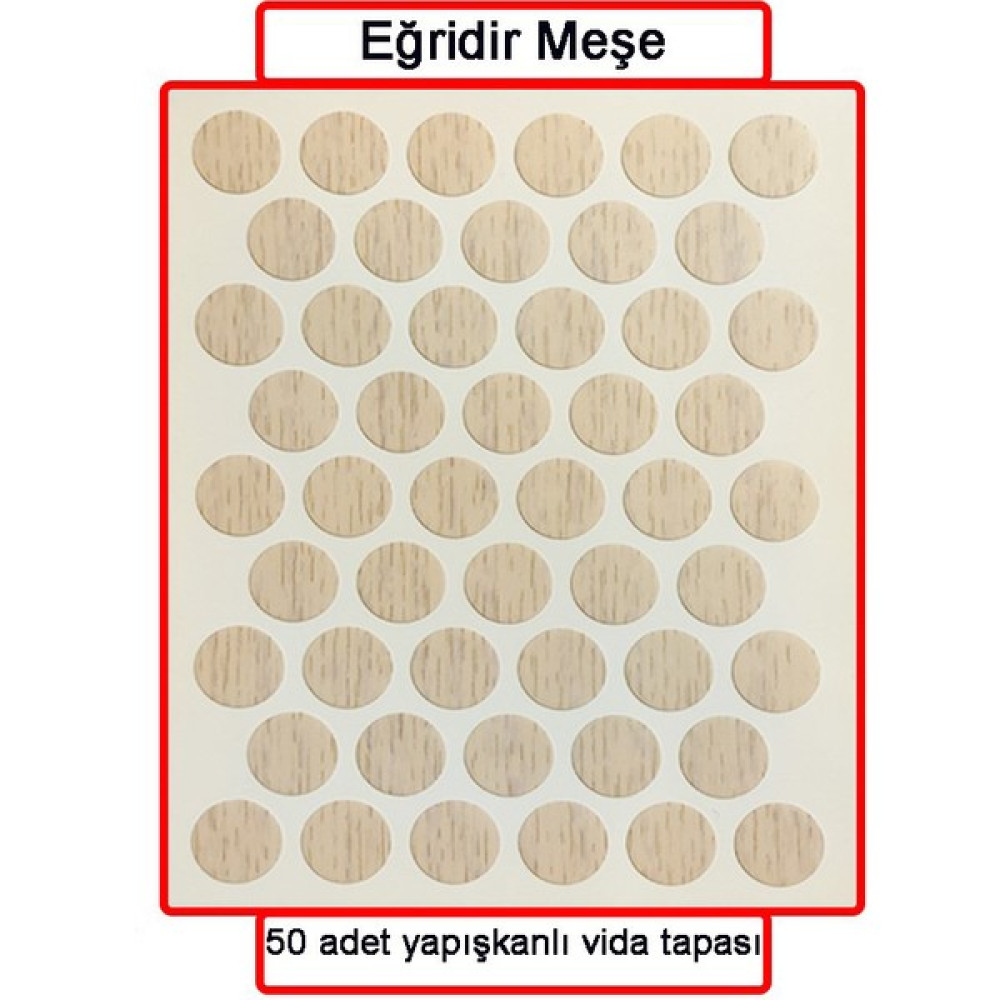 Yapışkanlı Vida Kapama Vida Kapatıcı Tapa Eğridir Meşe (50 Adet) - Mobilya Hırdavatı Nalburiye & Hırdavat Fiyatı