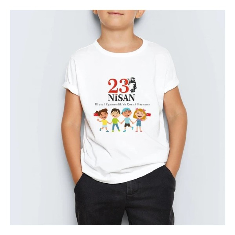Yapo Ticaret 23 Nisan Temalı Baskılı Çocuk Tişört Çocuk Erkek Çocuk T-shirt Fiyatı
