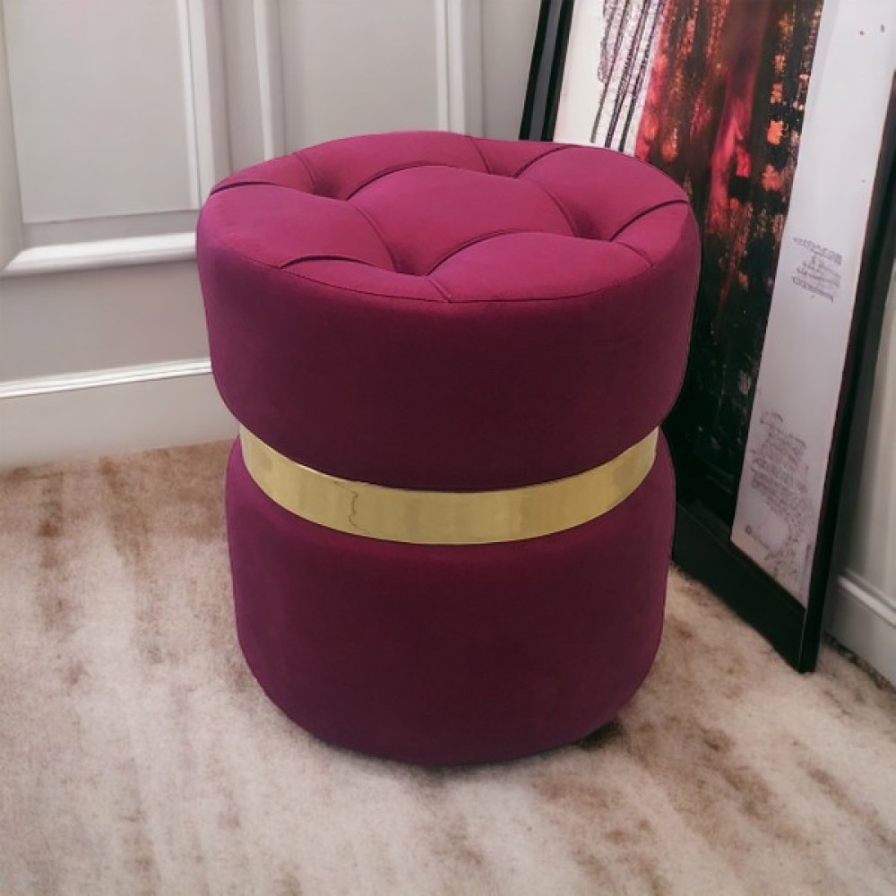 Yaren Home Desing Puf Lüx Silinebilir Kumaşlı Kapitoneli - Pembe - Gold Puf Fiyatı