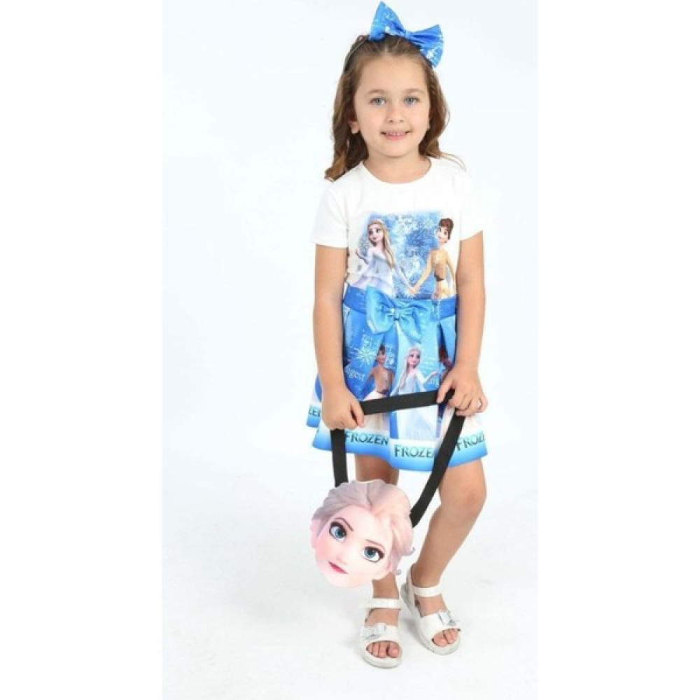 Yaren Kids Kız Çocuk Mavi Elsa ve Anna Desenli 4lü Takım10 Kız Çocuk Elbise Fiyatı
