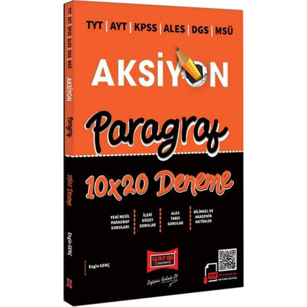 Yargı Yayınevi 2022 TYT AYT KPSS ALES DGS MSÜ Aksiyon Paragraf 10x20 Deneme KPSS Fiyatı
