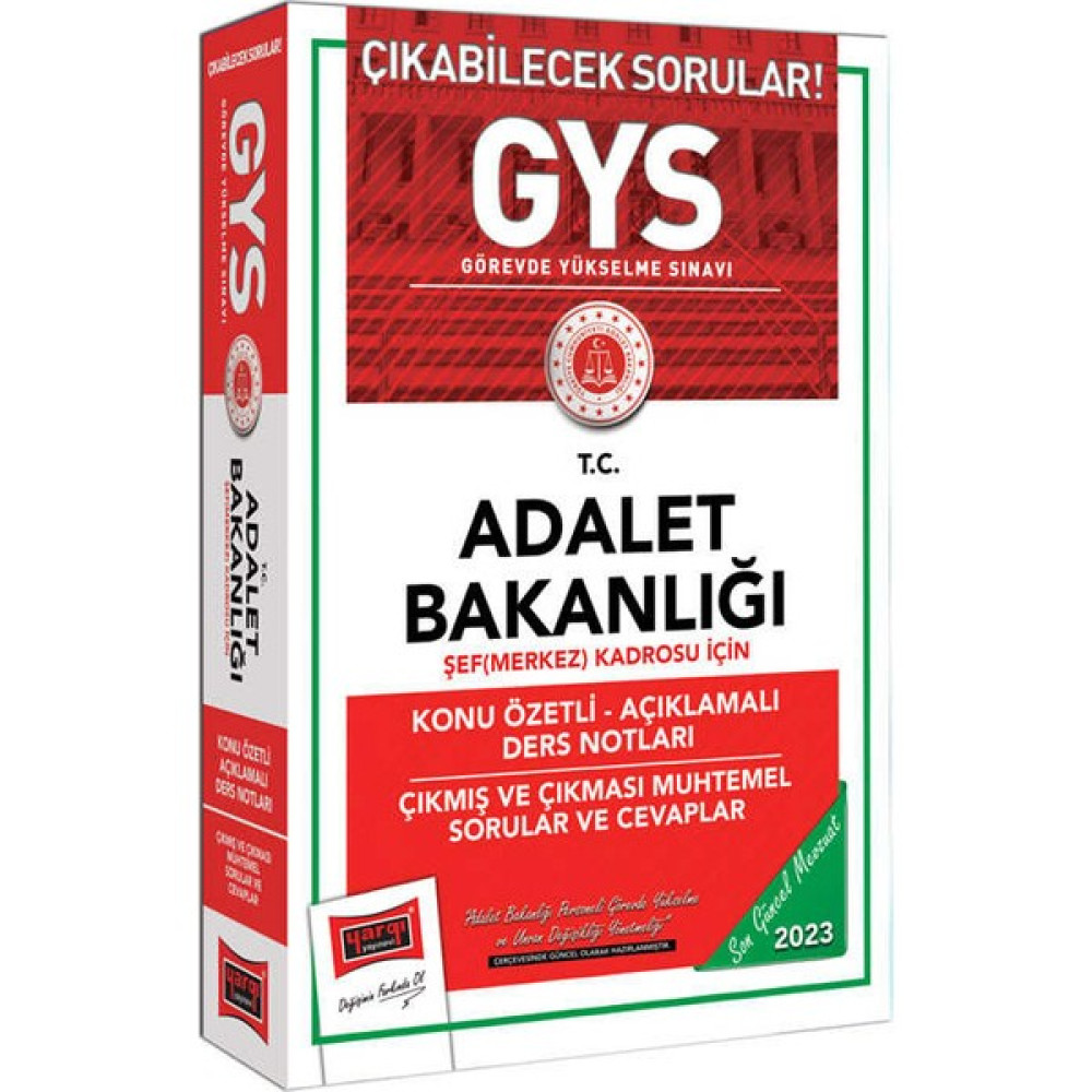 Yargı Yayınevi 2023 Adalet Bakanlığı GYS Şef (Merkez) Kadrosu Için Konu Özetli Açıklamalı Görevde Yükselme Sınavları Kitapları Fiyatı