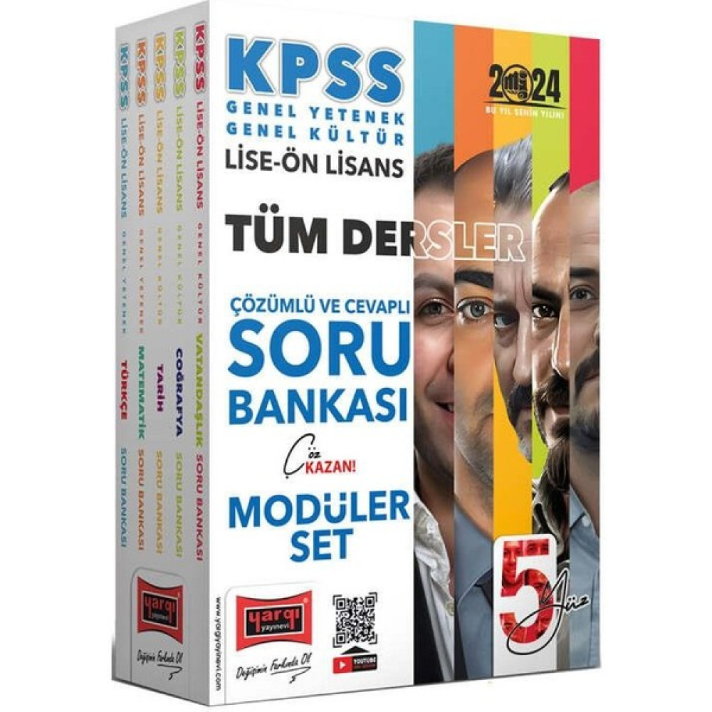 Yargı Yayınevi 2024 KPSS Lise Ön Lisans 5Yüz Ekibi Genel Yetenek Genel Kültür Tüm Dersler Çözümlü ve Cevaplı Modüler Soru Bankası Seti KPSS Fiyatı