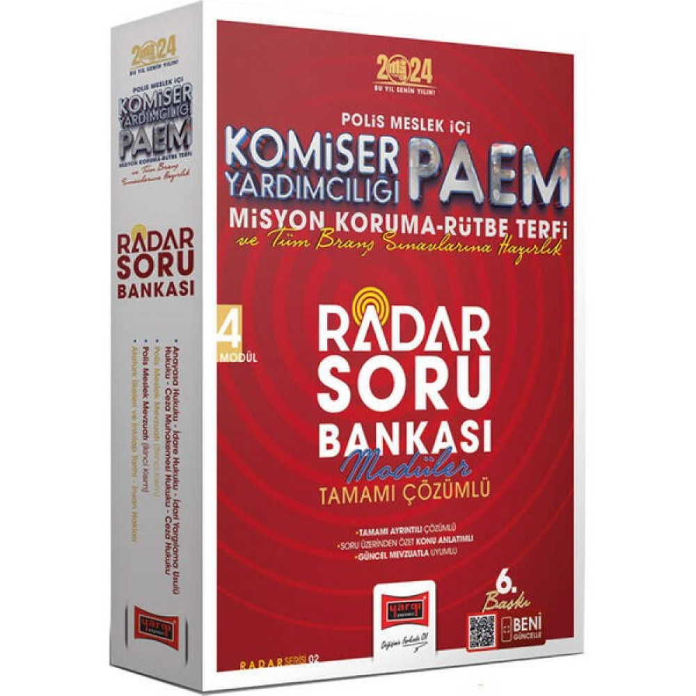 Yargı Yayınevi 2024 Polis Meslek İçi PAEM Komiser Yardımcılığı Misyon Koruma Rütbe Terfi Radar Soru Bankası 4 Kitap Görevde Yükselme Sınavları Kitapları Fiyatı
