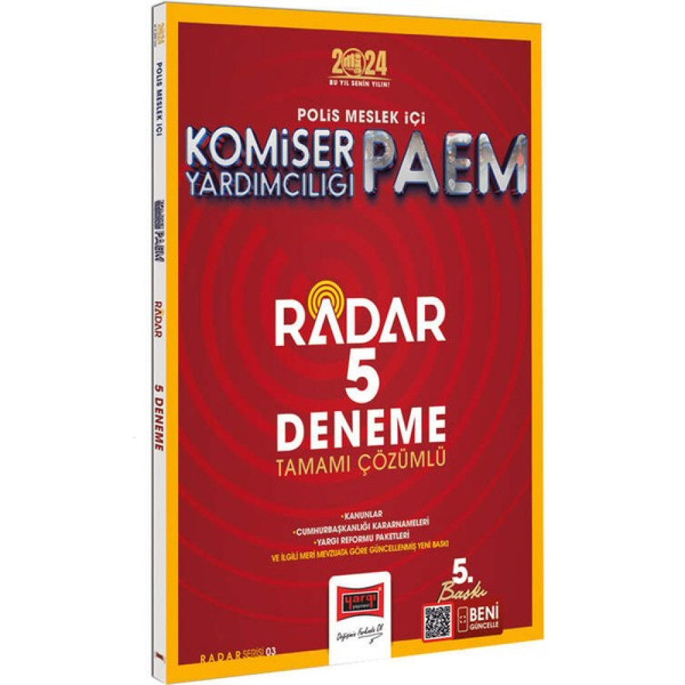 Yargı Yayınevi 2024 Polis Meslek İçi PAEM Komiser Yardımcılığı Radar 5 Deneme Görevde Yükselme Sınavları Kitapları Fiyatı