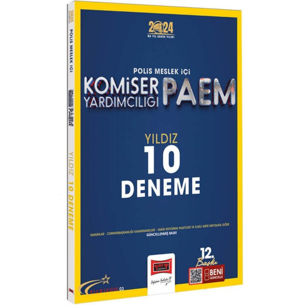 Yargı Yayınevi 2024 Polis Meslek İçi PAEM Komiser Yardımcılığı Yıldız 10 Deneme Görevde Yükselme Sınavları Kitapları Fiyatı