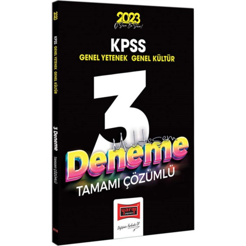 Yargı Yayınevi KPSS 2023 Genel Kültür Genel Yetenek Tamamı Çözümlü Muhteşem 3 Deneme Sınavı KPSS Fiyatı
