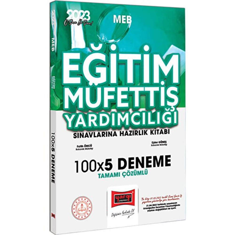 Yargı Yayınevi MEB 2023 Eğitim Müfettiş Yardımcılığı Sınavlarına Hazırlık Tamamı Çözümlü 100X5 Deneme Görevde Yükselme Sınavları Kitapları Fiyatı