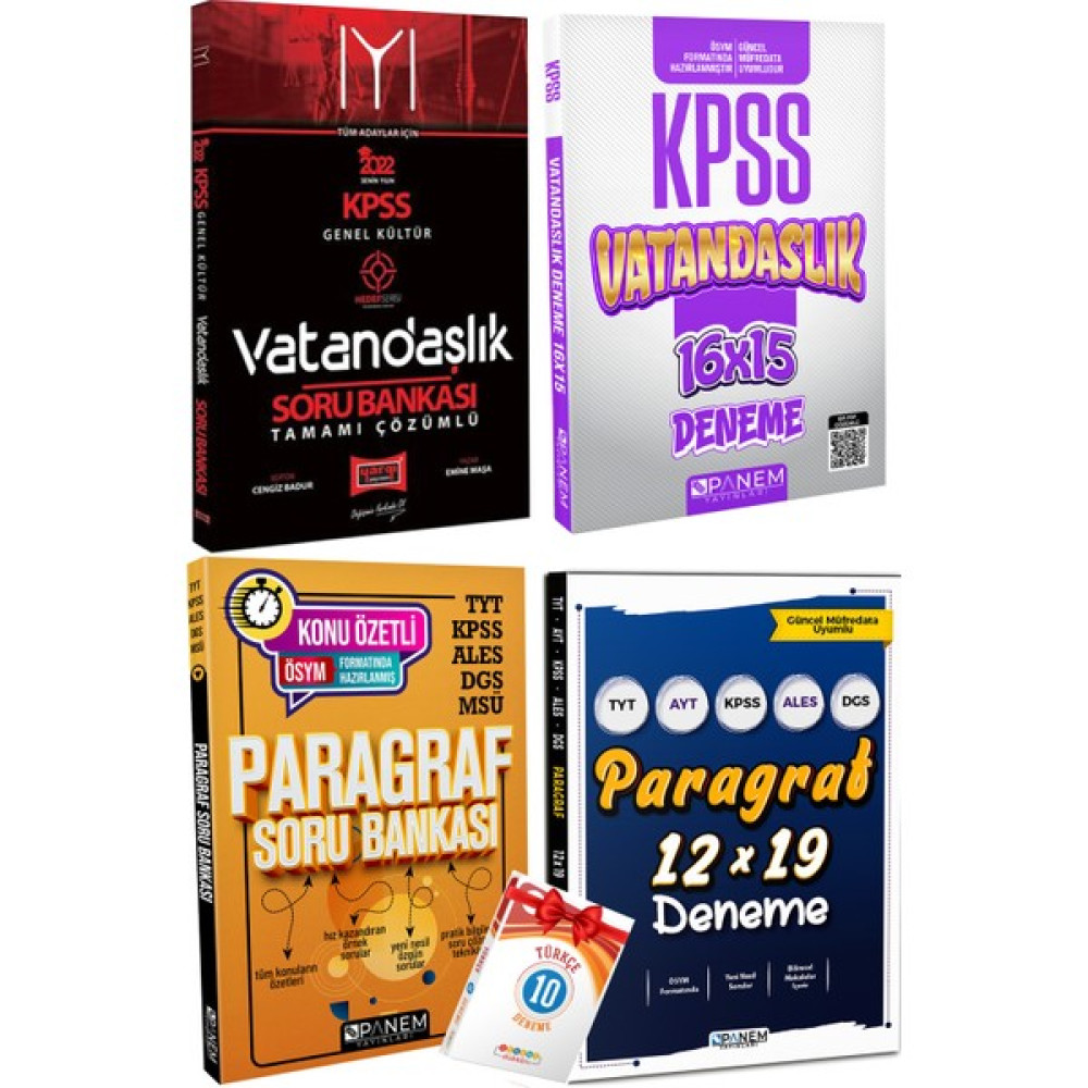 Yargı Yayınevi Yargı KPSS Vatandaşlık Soru B+Panem Vatandaşlık Deneme+Paragraf Soru B+Paragraf Deneme+Türkçe KPSS Fiyatı