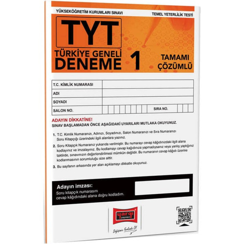 Yargı Yayınları 2023 TYT Tamamı Çözümlü Türkiye Geneli Deneme Sınavı 1 (Rüstem Kızıldağ) Temel Yeterlilik Testi (TYT) Fiyatı