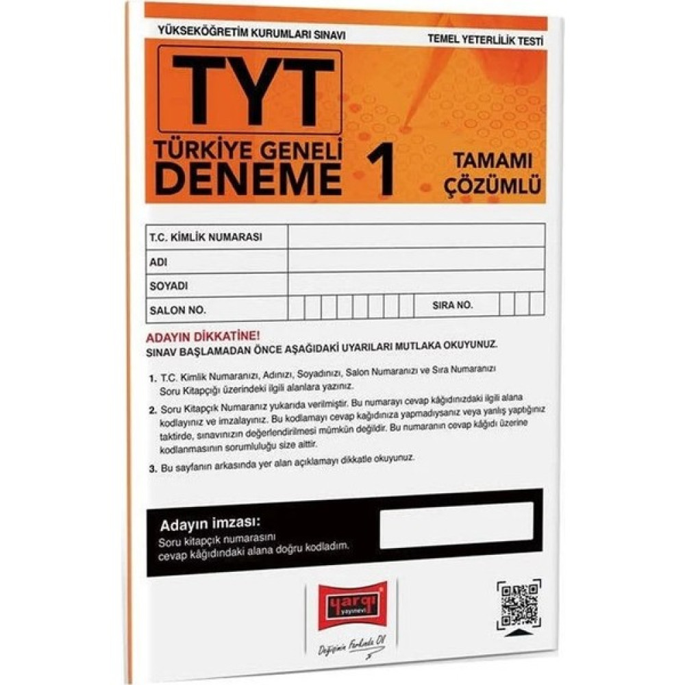 Yargı YKS TYT Türkiye Geneli Deneme-1 Temel Yeterlilik Testi (TYT) Fiyatı