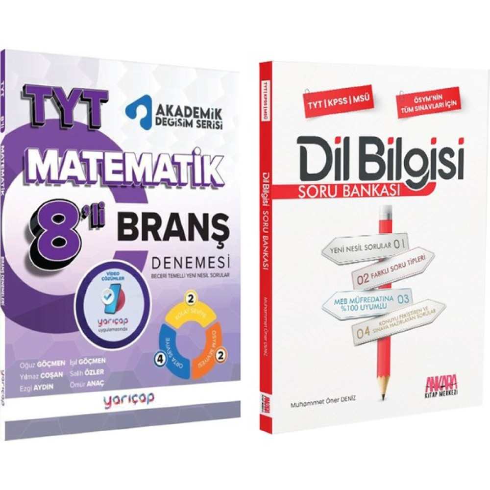 Yarıçap Yayınları Tyt Matematik 8 Li Branş Denemesi ve Akm Dil Bilgisi Soru Bankası Seti 2 Kitap Temel Yeterlilik Testi (TYT) Fiyatı