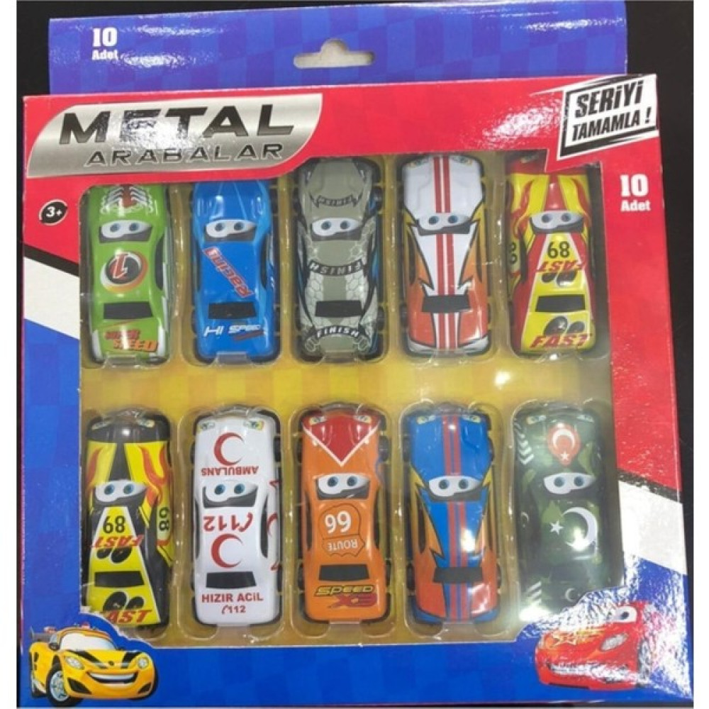Yarış Arabası Çocuk Oyuncak Süper Metal Arabalar 10 Adet Renkli - Desenli Metal Araba Kaliteli Demir Oyuncak Araç Fiyatı
