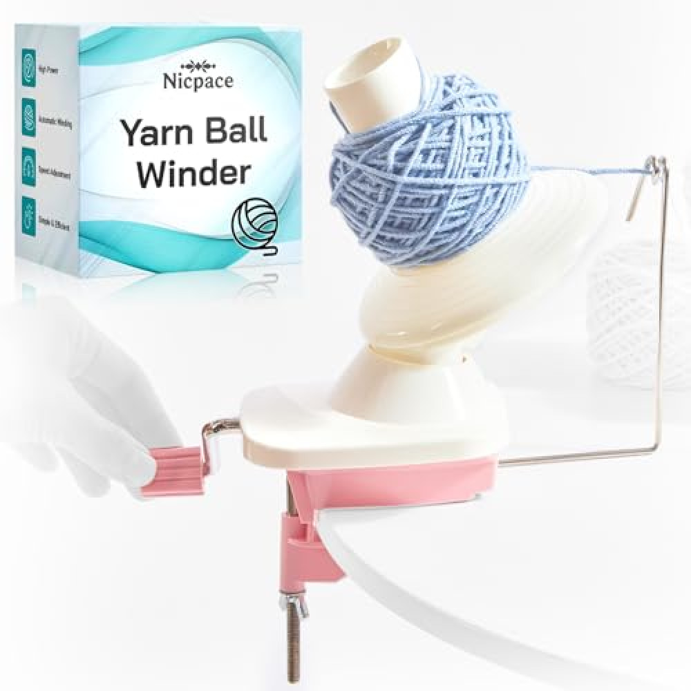 Yarn Winder,Yarn Ball Winder,Easy-to-Install,Low-Noise Yarn Spinner for Crocheting,The Helper for Knitting Enthusiasts.(Pink)
