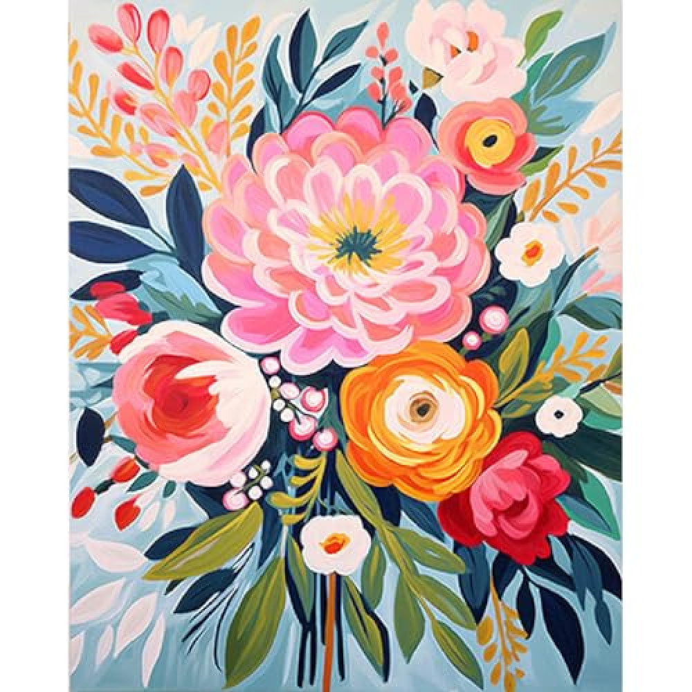YarnMate Flowers Paint by Numbers Kit for Adults - Flowers in Vase Paint by Number on Canvas Without Frame, DIY Acrylic Painting for Gift Home Wall Decor (16x20 Inch)