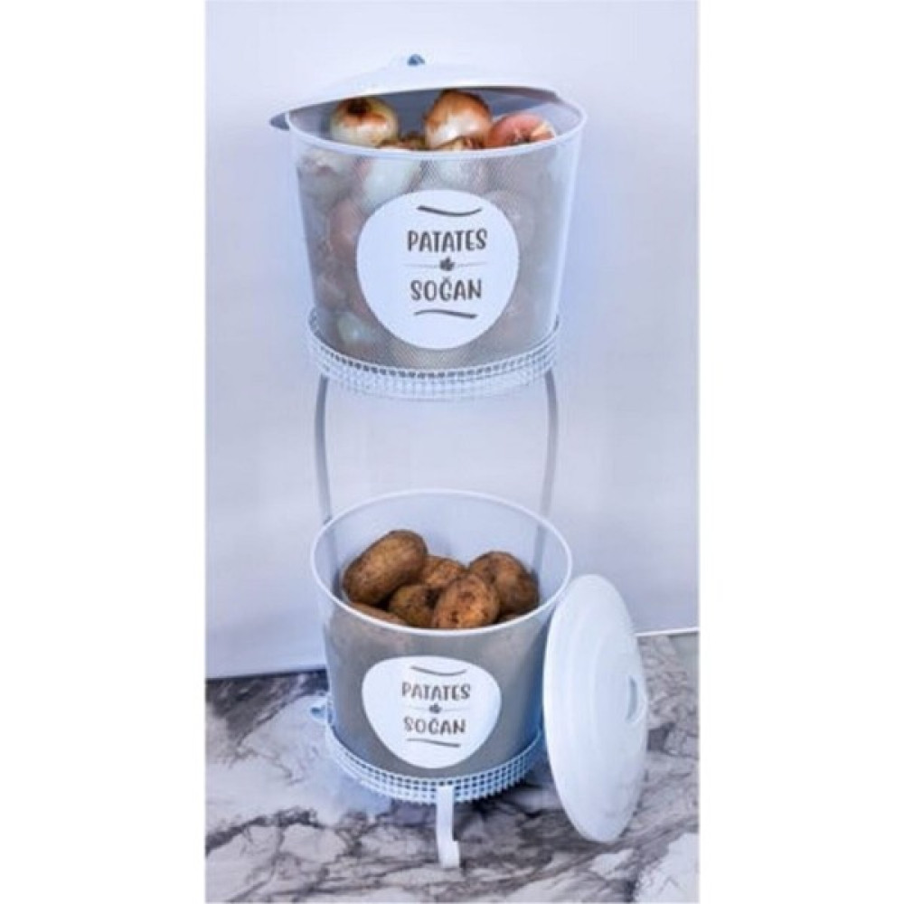 Yaşam Home Metal 2 Katlı Sebzelik - Beyaz Saklama Kapları Fiyatı