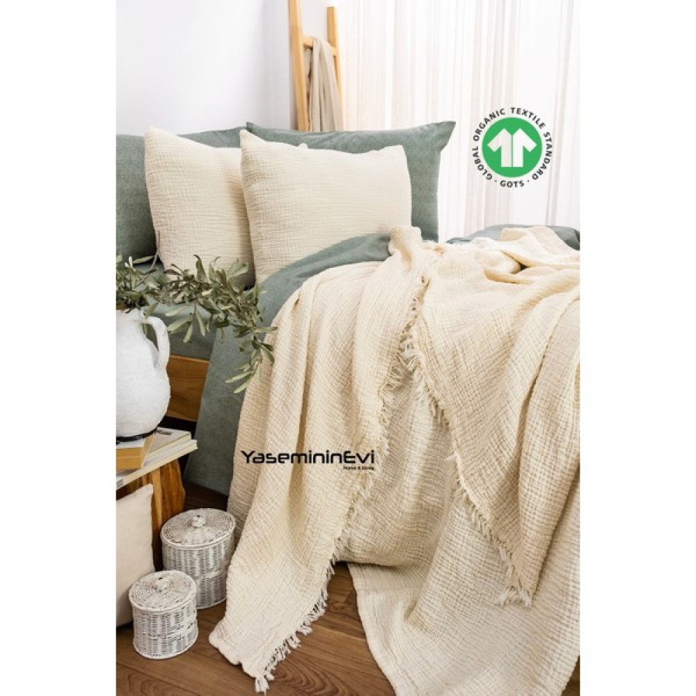 Yaseminin Evi/ İVORY(HAM) RENGİ / Müslin Yatak Örtüsü / Pike Seti (2 Yastık Kılıflı) - Ivory - 260 x 230 cm Pike & Pike Takımı Fiyatı
