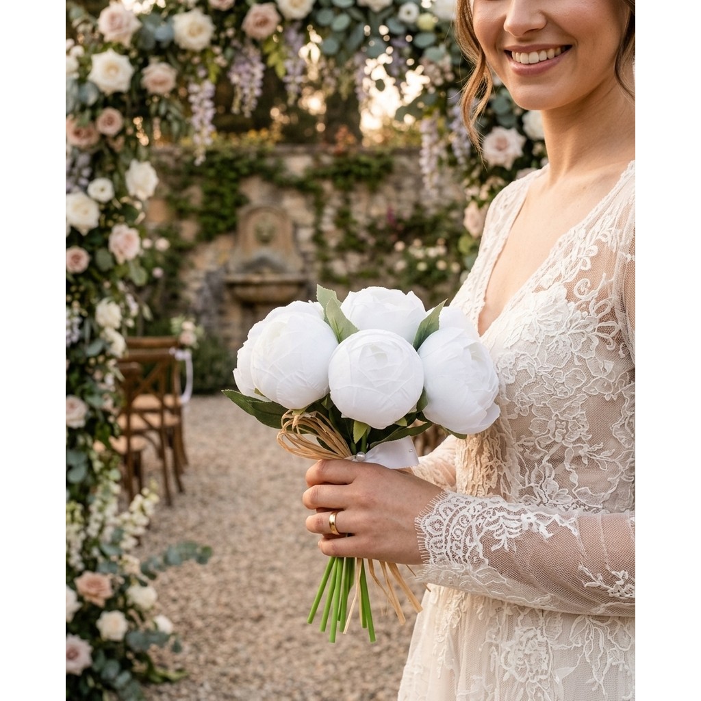 Yasima Yapay Beyaz Şakayık Gülü Özel Gün Nişan Nikah Çiçeği Diğer Fiyatı