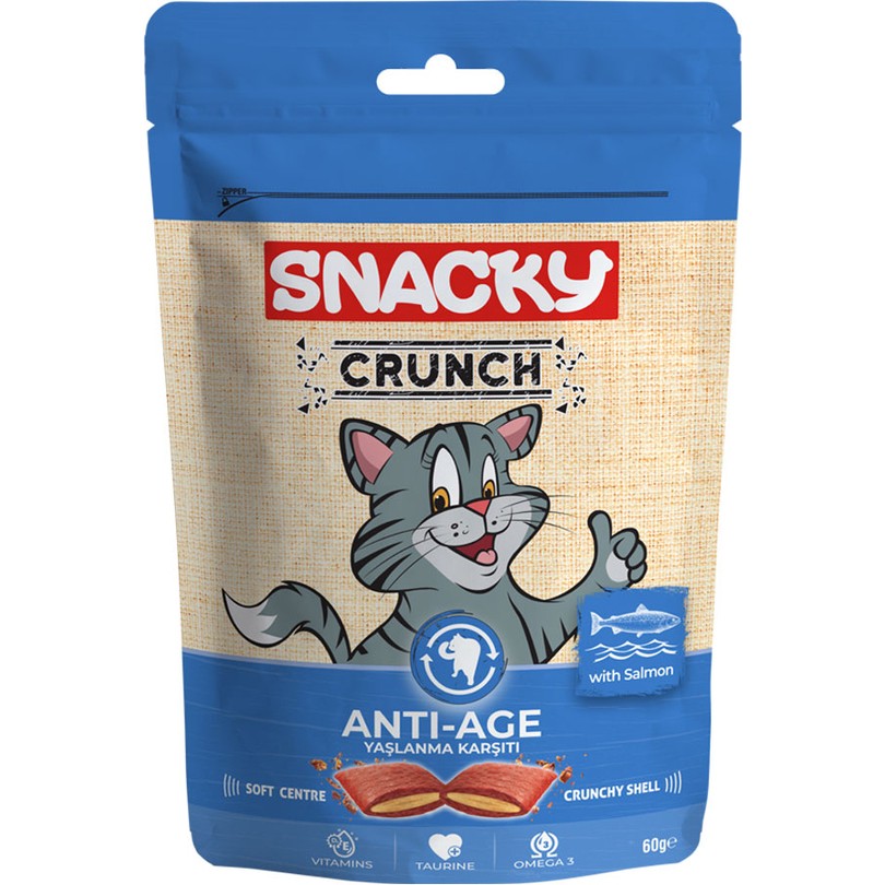 Yaşlanma Karşıtı Snacky Crunch Somonlu Kedi Ödülü 60 gr Tekil Ürün Yetişkin Kediler İçin Diğer Fiyatı