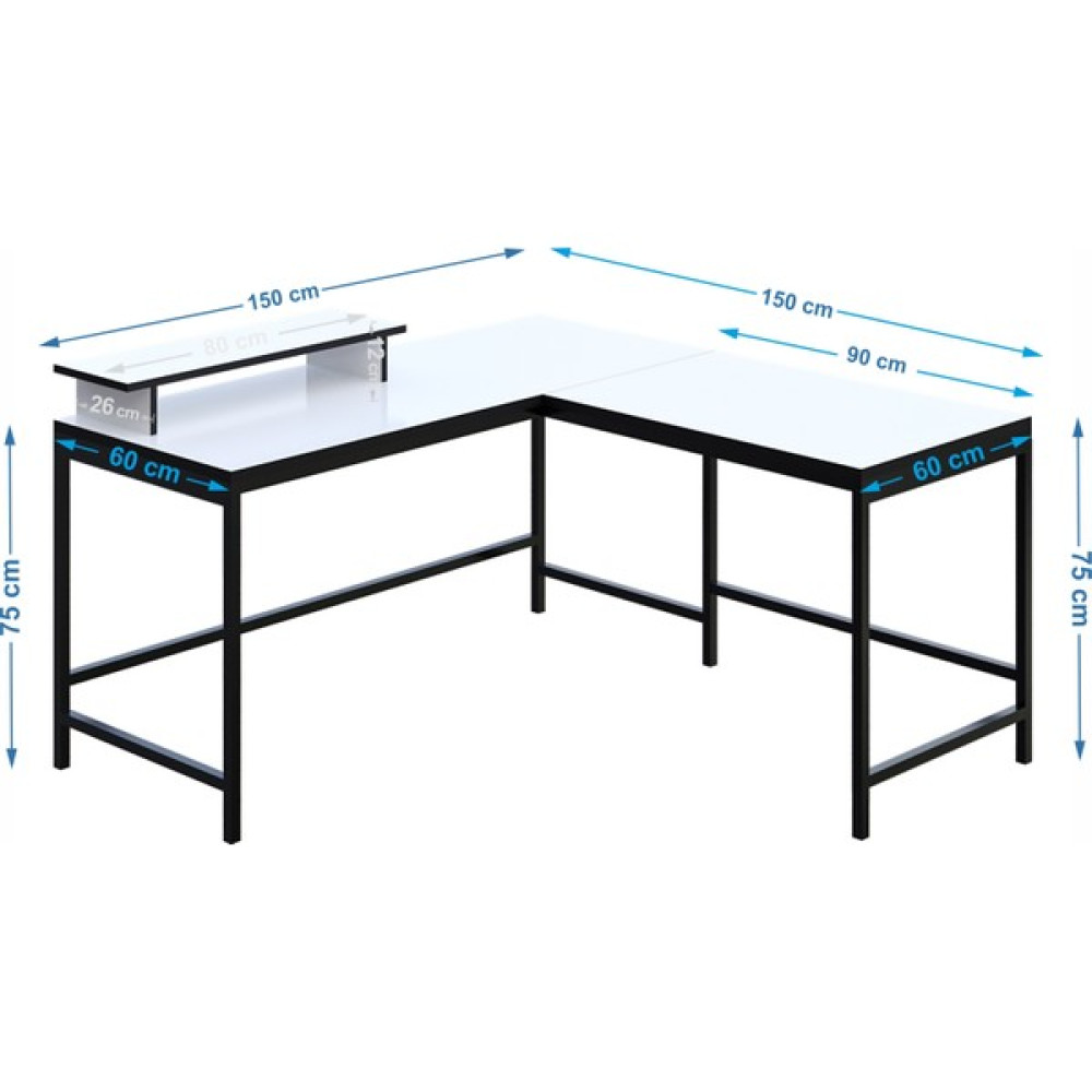 Yasmak L Bilgisayar ve Çalışma Masası - 150 x 60 x 75 cm - Beyaz Çalışma Masası Fiyatı