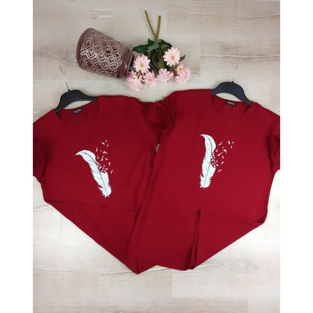 Yasolin Sevgili Kombini Kuş Tüy Tişört Bayan T-shirt Fiyatı