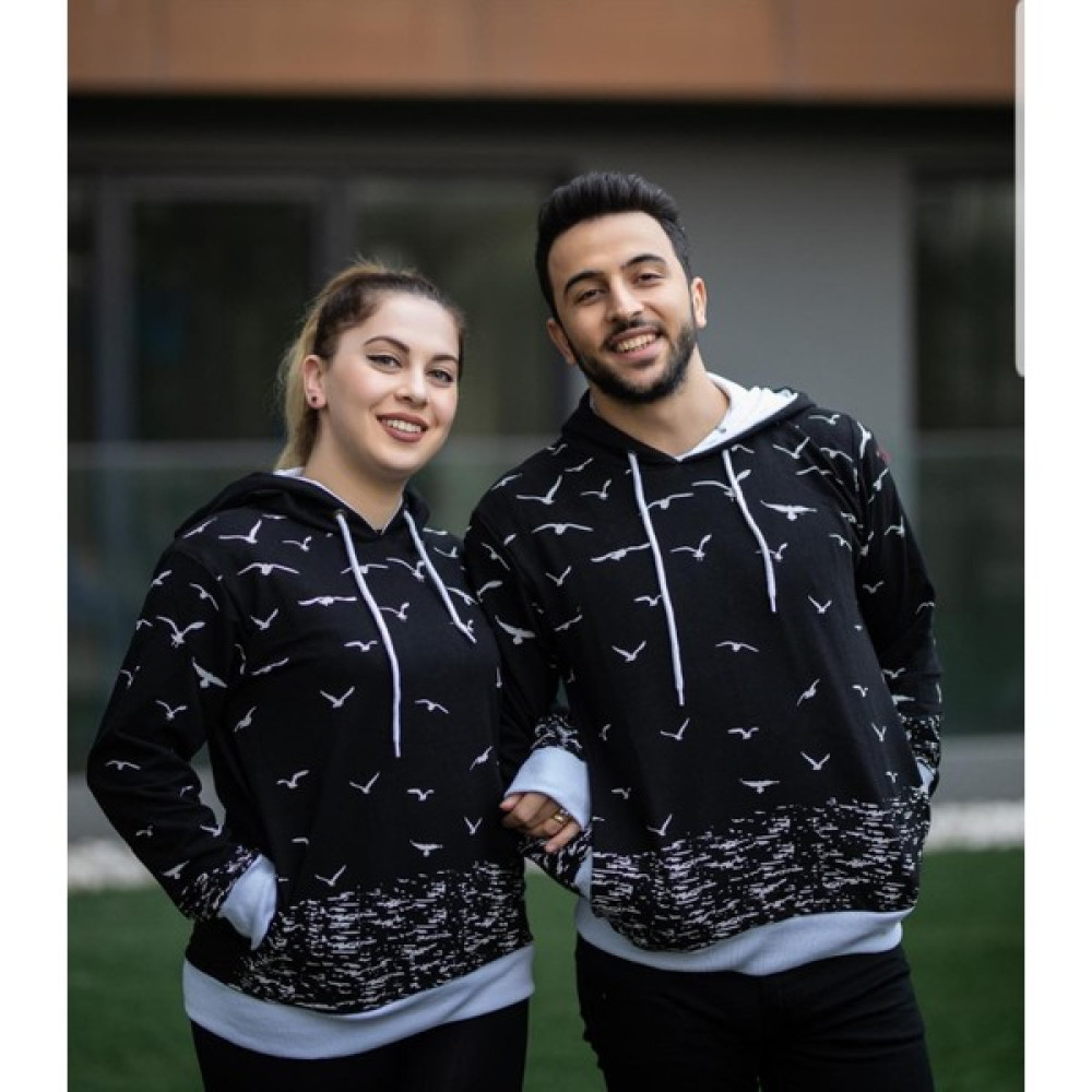 Yasolin Sevgili Kombini Sweatshirt Martı Desen Bayan Sweatshirt Fiyatı