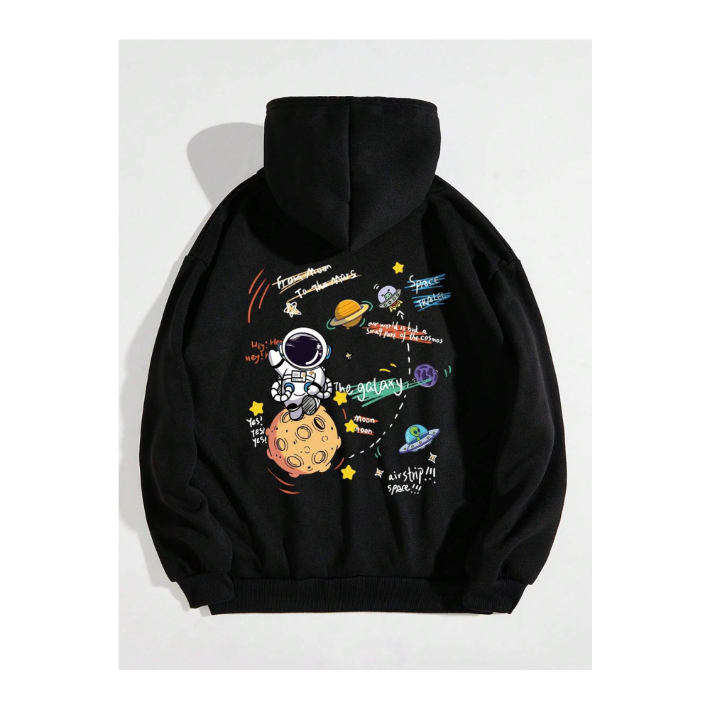 Yasolin Unisex Kadın/Erkek Galaxy Özel Baskılı Oversize Kapüşonlu Sweatshirt S Beden Bayan Sweatshirt Fiyatı