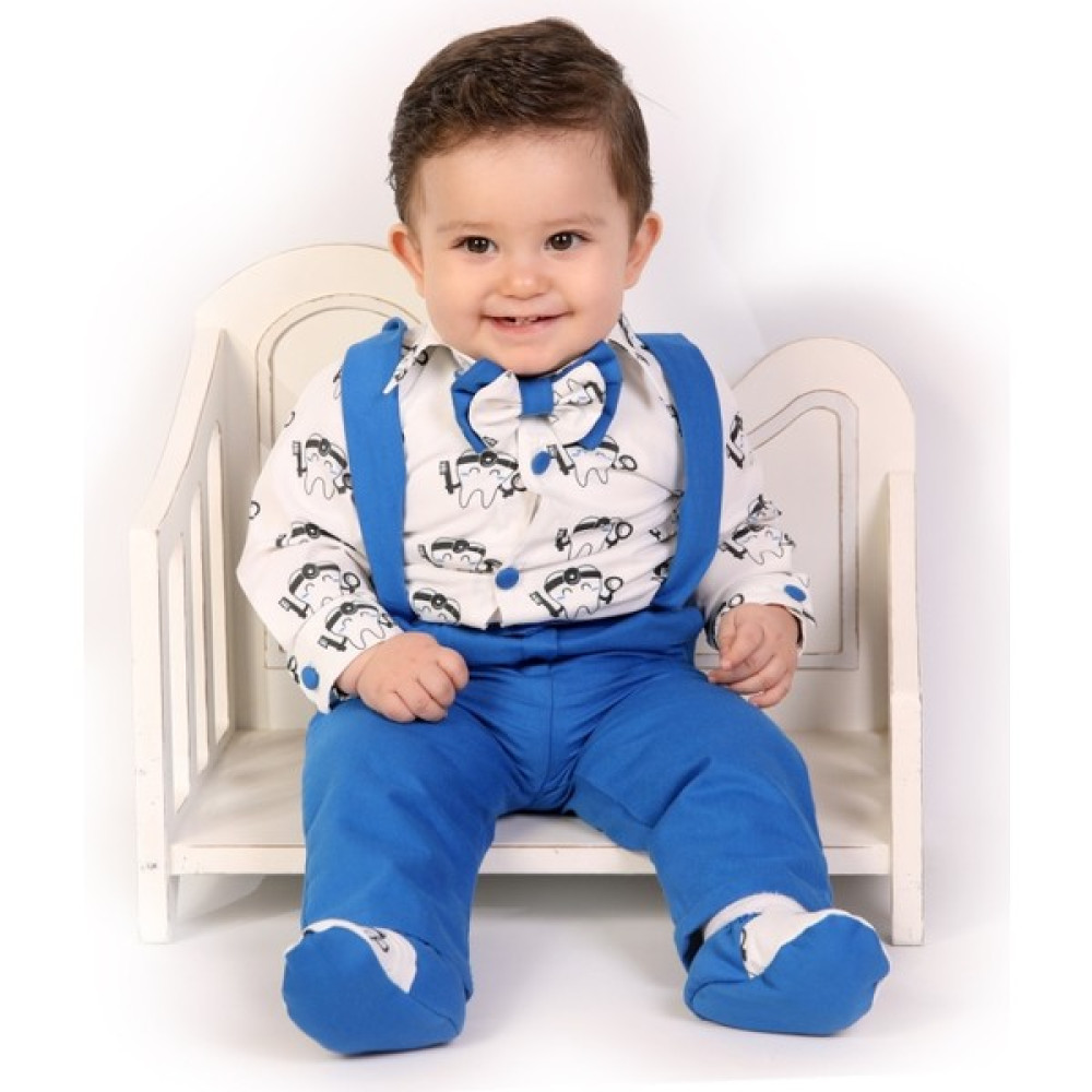Yasom Tasarım Mavi Salopet Erkek Bebek Takım Bebek Giysi Takım Fiyatı