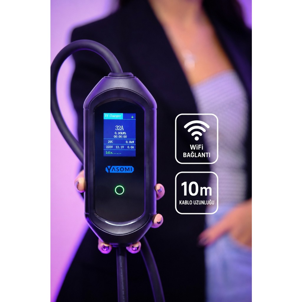 Yasomi 7kw Monofaze Taşınabilir Hızlı Şarj Istasyonu 10 Metre (48 Ay Garantili) - Wİ-Fİ 10 METRE Diğer Fiyatı