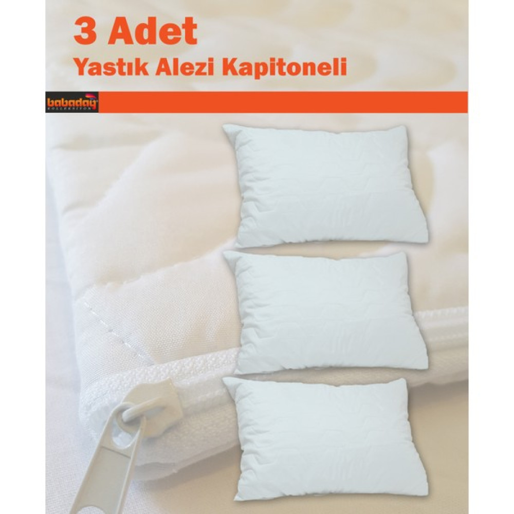 Yastık Alezi 3AD Pamuklu Kapitoneli Günlük - 50 x 70 cm - Beyaz Alez / Yatak Koruyucu Fiyatı