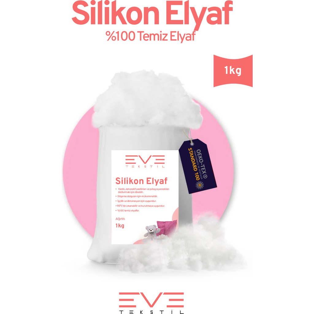 Yastık Yorgan Oyuncak Dolum Malzemesi Antialerjik Yapışmaz 1.Kalite %100 Temiz Silikon Elyaf 1 Kg - 10 x 20 x 40 cm - Beyaz Yastık Kılıfı Fiyatı