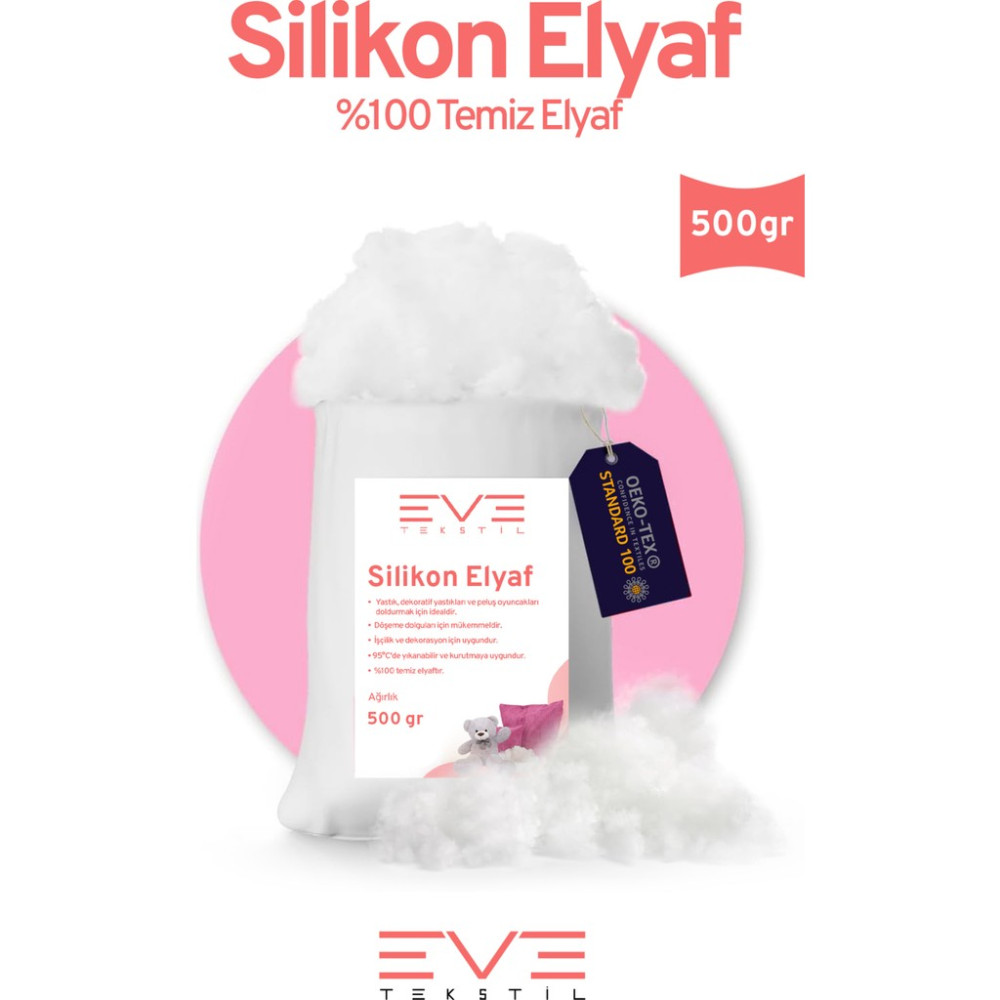 Yastık Yorgan Oyuncak Dolum Malzemesi Antialerjik Yapışmaz 1.Kalite %100 Temiz Silikon Elyaf 500 Gr - 10 x 20 x 40 cm - Beyaz Yastık Fiyatı