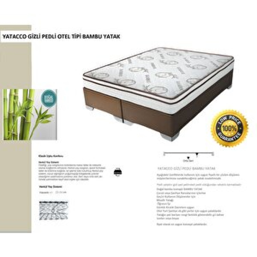 Yatacco Gi̇zli̇ Pedli̇ Bambu Çi̇ft Ki̇şi̇li̇k Yatak 200x200 cm Yatak Fiyatı